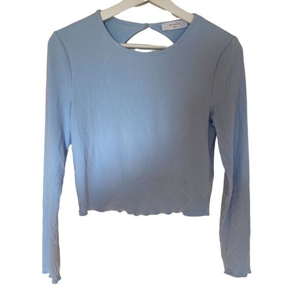 Elodie NEW blue long sleeve large cut out back long sleeve ribbed - Picture 1 of 6